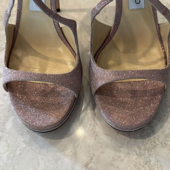 NEW Jimmy Choo Ballet Pink Shimmer Strappy High Heel Stiletto Sandals Size 40 EU - Picture 9 of 16